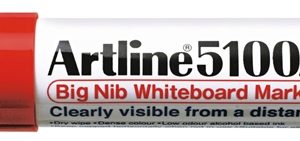 Marker pentru tabla de scris ARTLINE 5100A, corp metalic, varf rotund 5.0mm - rosu