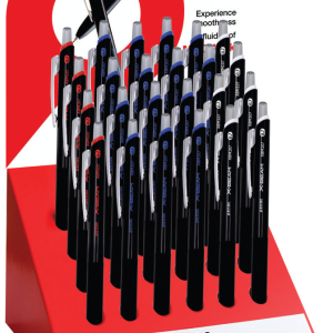 Display pixuri PENAC X-Beam, rubber grip, clema metalica, 0.7mm, 24 buc/display - culori asortate